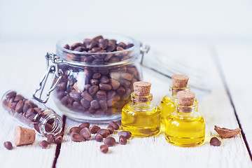 Image showing The cedar oil in a glass bottle