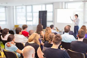 Image showing Woman giving presentation on business conference.