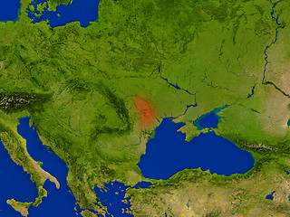 Image showing Moldova from space in red