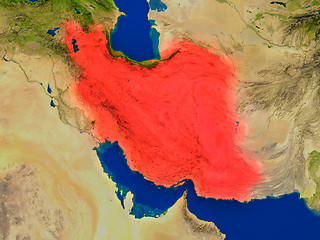 Image showing Iran from space in red