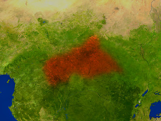 Image showing Central Africa from space in red
