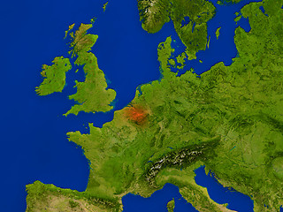 Image showing Belgium from space in red