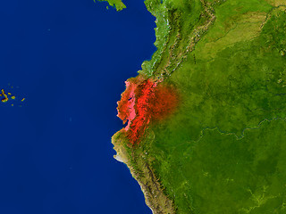 Image showing Ecuador from space in red