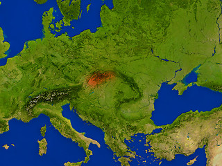 Image showing Slovakia from space in red