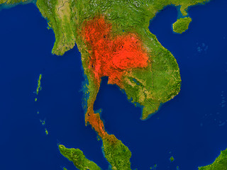 Image showing Thailand from space in red