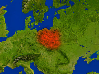 Image showing Poland from space in red