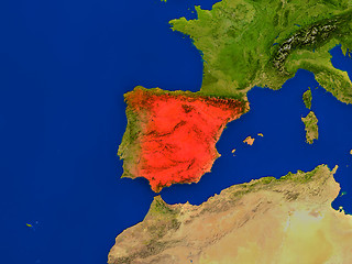 Image showing Spain from space in red