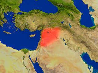 Image showing Syria from space in red