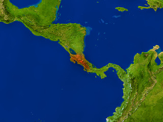 Image showing Costa Rica from space in red