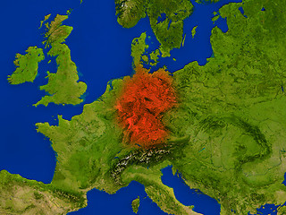 Image showing Germany from space in red