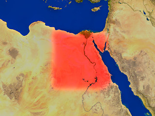 Image showing Egypt from space in red