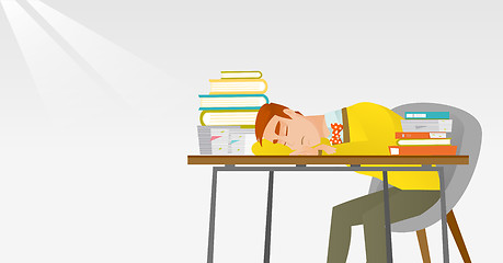 Image showing Student sleeping at the desk with book.