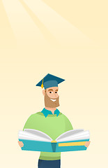 Image showing Graduate with book in hands vector illustration.