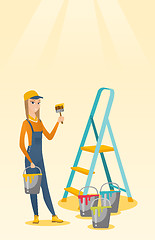 Image showing Painter with paint brush vector illustration.