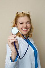 Image showing Beautiful blonde in medical dressing