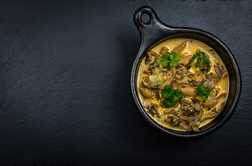 Image showing Oyster mushroom soup with vegetables