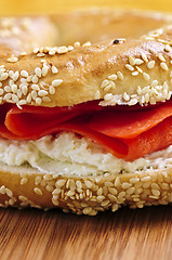 Image showing Bagel with smoked salmon and cream cheese