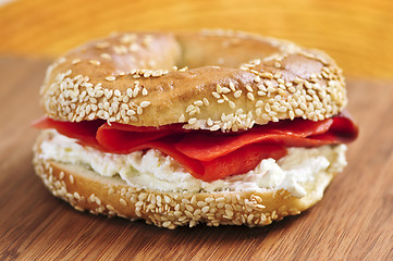 Image showing Bagel with smoked salmon and cream cheese