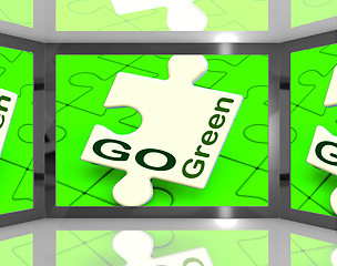 Image showing Go Green On Screen Showing Protecting The Planet