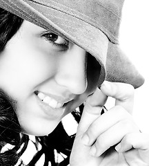 Image showing Smiling And Cheeky Young Girl With A Hat