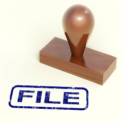 Image showing File Rubber Stamp Shows Organising Documents And Papers