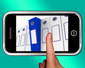 Image showing Smartphone With Files To Show Organizing Data