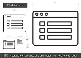 Image showing File details line icon.