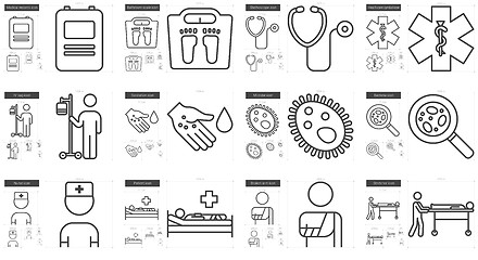 Image showing Medicine line icon set.