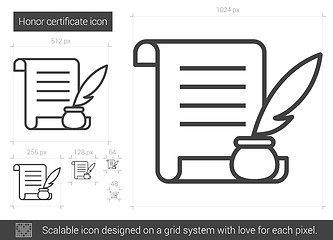 Image showing Honor certificate line icon.