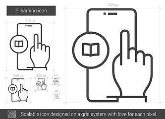 Image showing E-learning line icon.