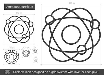 Image showing Atom structure line icon.