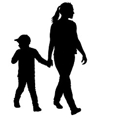 Image showing Silhouette of happy family on a white background