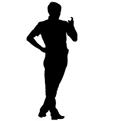 Image showing Black silhouette man standing, people on white background