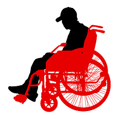 Image showing Silhouette of disabled people on a white background. illustration