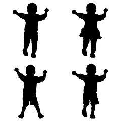 Image showing Black silhouettes young children on white background