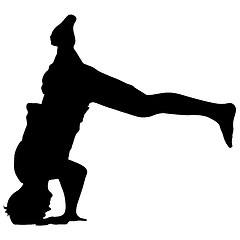 Image showing Black Silhouettes breakdancer on a white background