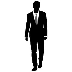 Image showing Silhouette businessman man in suit with tie on a white background. illustration
