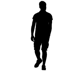 Image showing Black silhouette man standing, people on white background