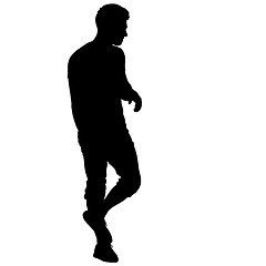 Image showing Black silhouette man standing, people on white background