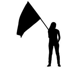 Image showing Black silhouettes of woman with flags on white background