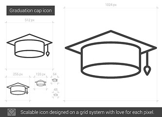 Image showing Graduation cap line icon.