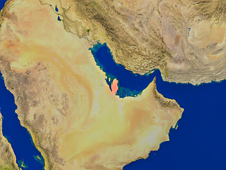 Image showing Qatar from space in red