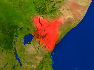 Image showing Kenya from space in red