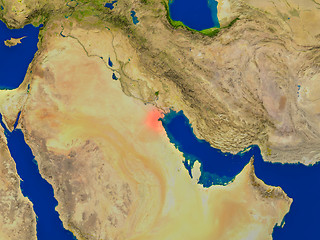 Image showing Kuwait from space in red