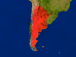 Image showing Argentina from space in red