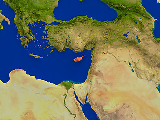 Image showing Cyprus from space in red