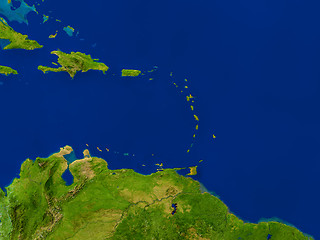 Image showing Caribbean from space in red