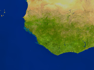 Image showing Guinea from space in red