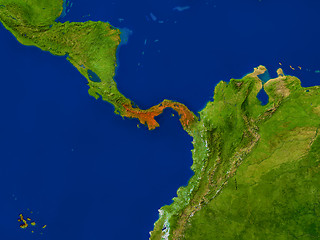 Image showing Panama from space in red
