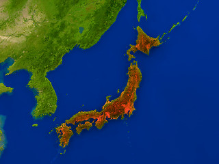 Image showing Japan from space in red